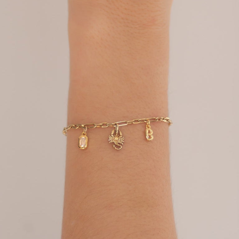 Birthstone Charm Emerald Cut 14k gold