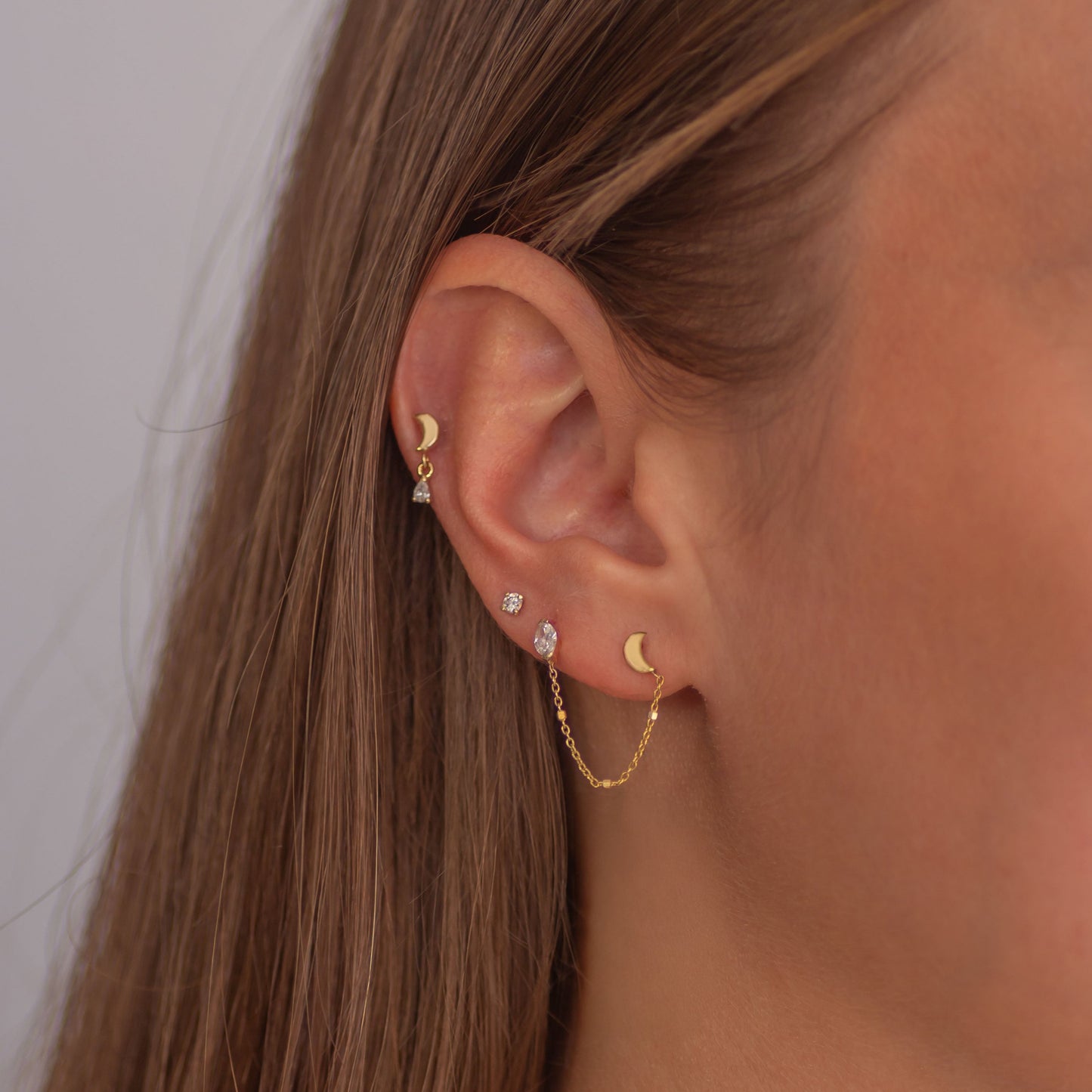 Luna Diamond Drop earring 14k gold