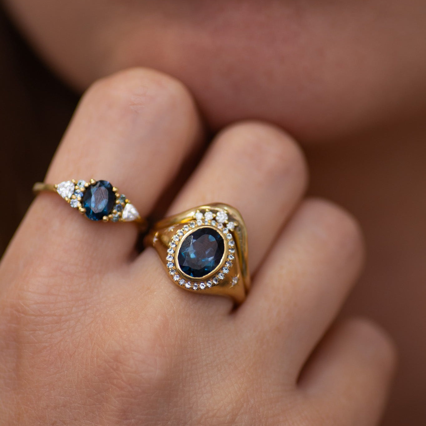 Neptune London Blue Topaz Ring in 14K Gold