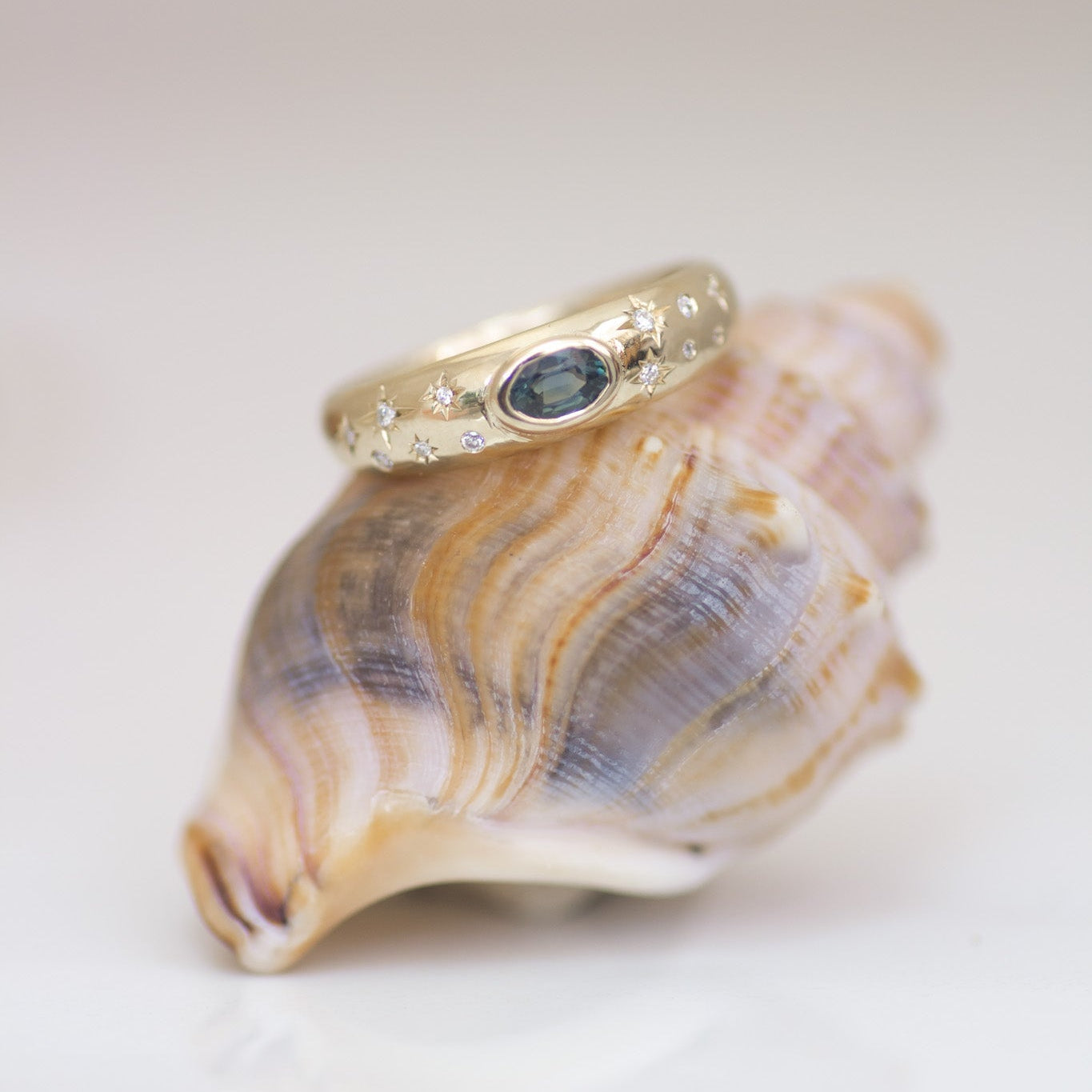 Midnight Ocean Bombay Ring in 14k Gold