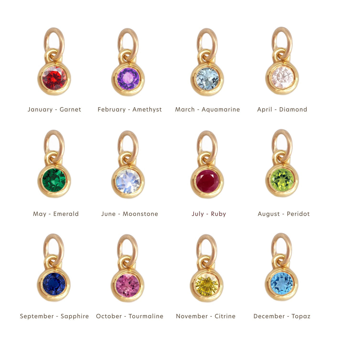 Birthstone Hoop Earring 14k gold