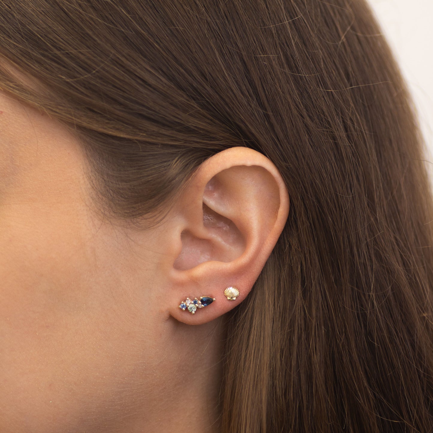 Siren Sapphire & Diamond Cluster Studs in 14K Gold