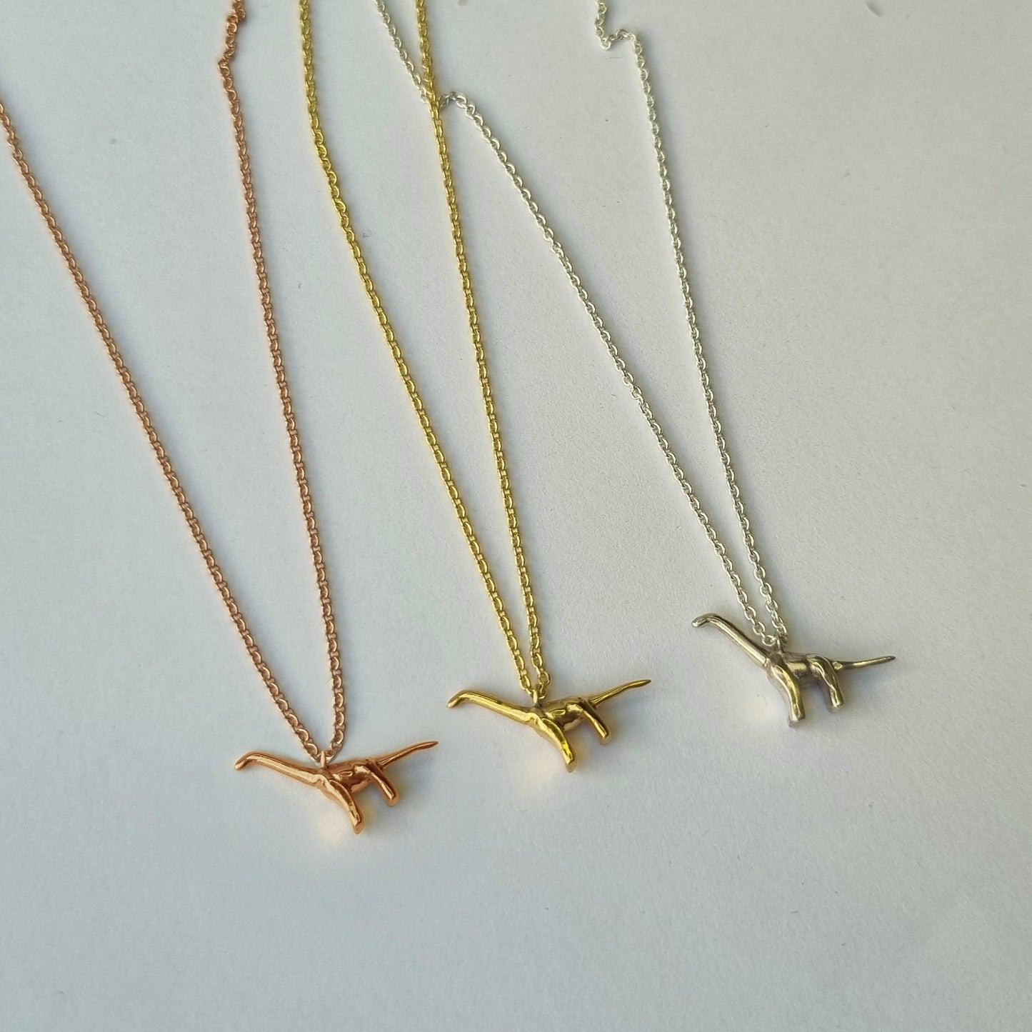 Brontosaurus necklace 14k gold