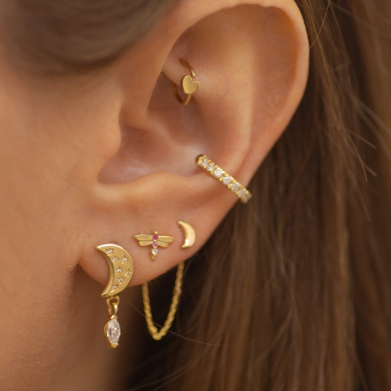 Tiny Helix earring 14k gold