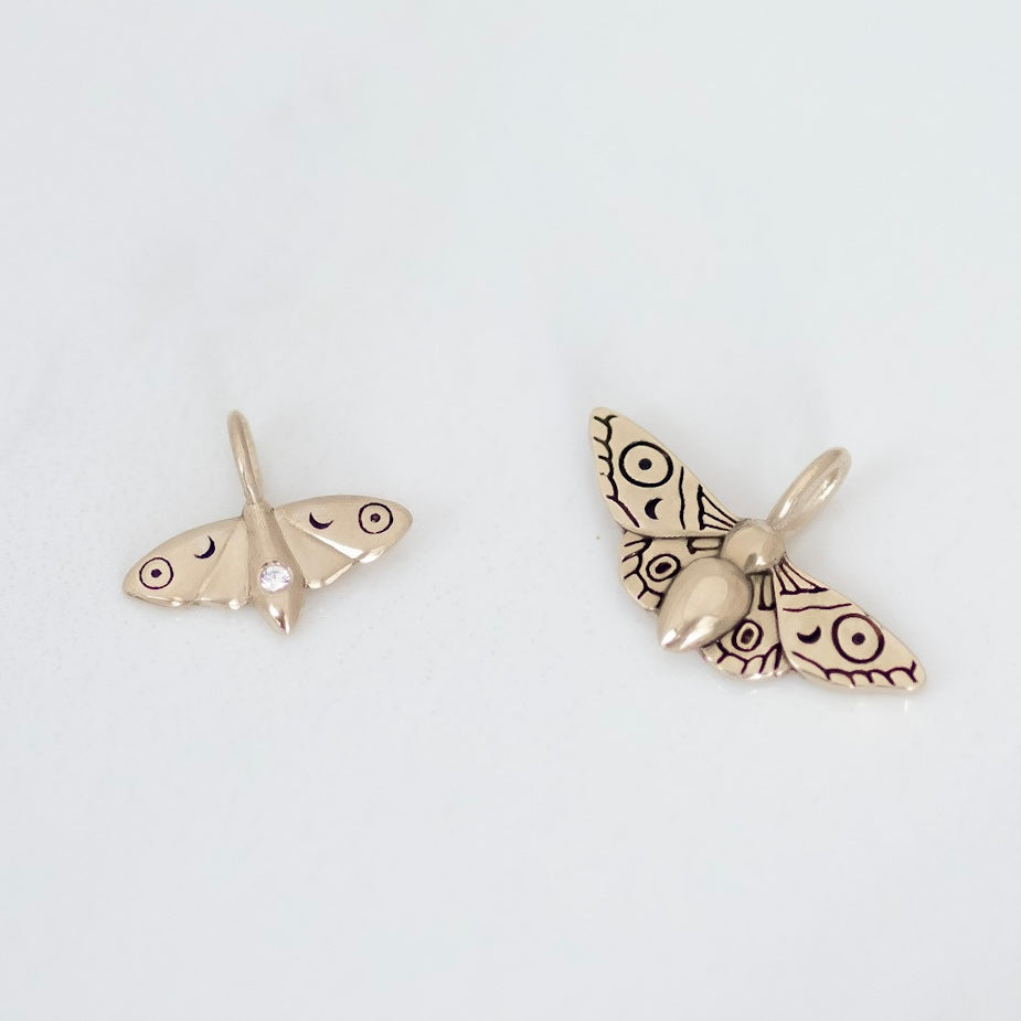 Mini Mystic Moth Charm 14k gold