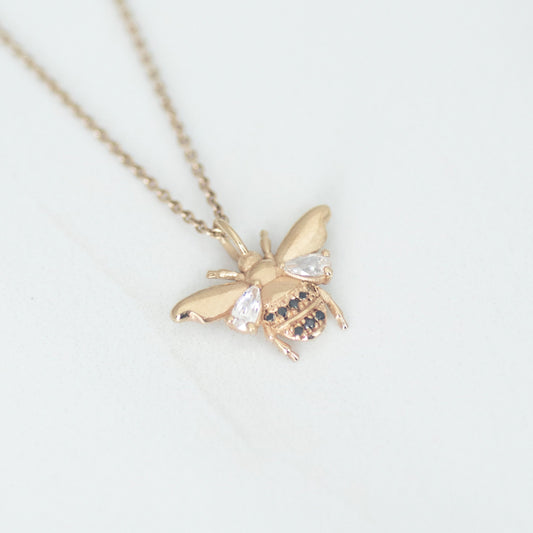 Bee Diamond Pendant 14k gold