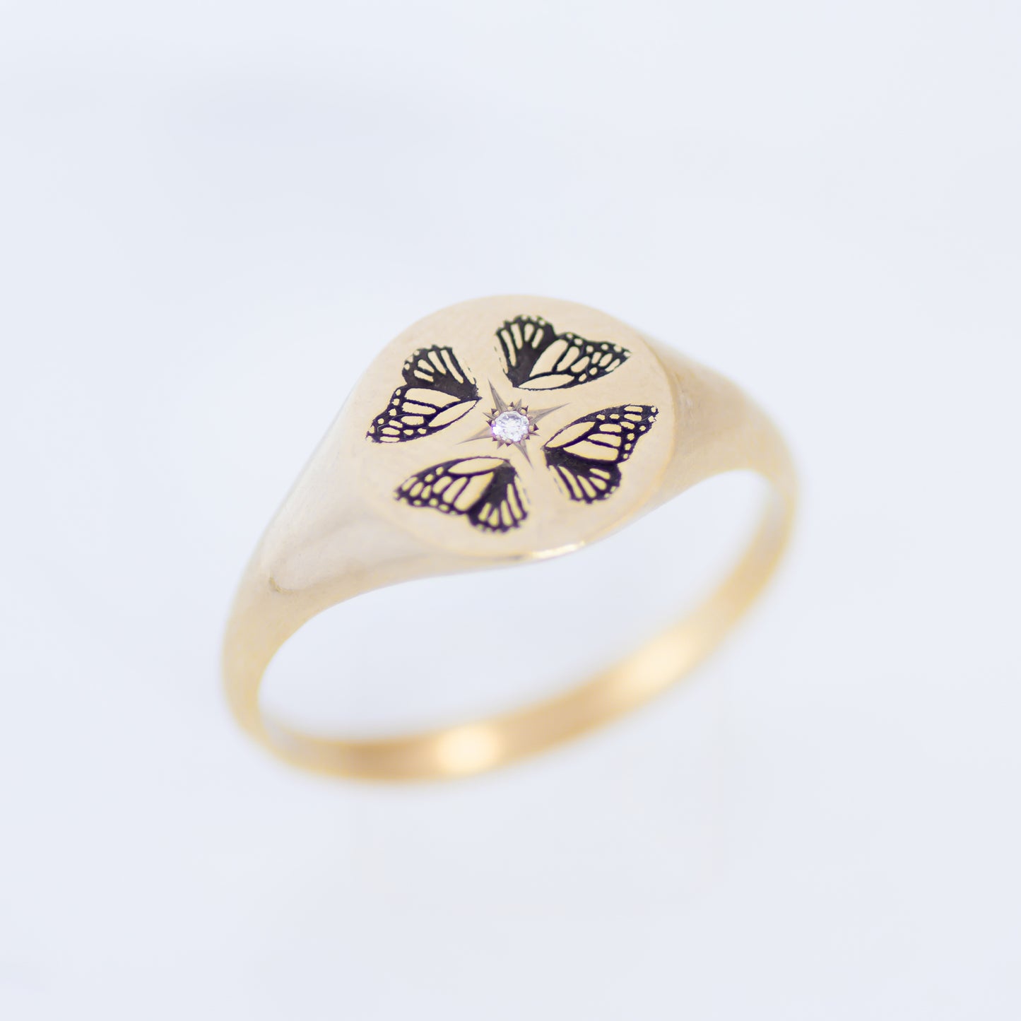 Butterfly Wings signet ring 14k gold