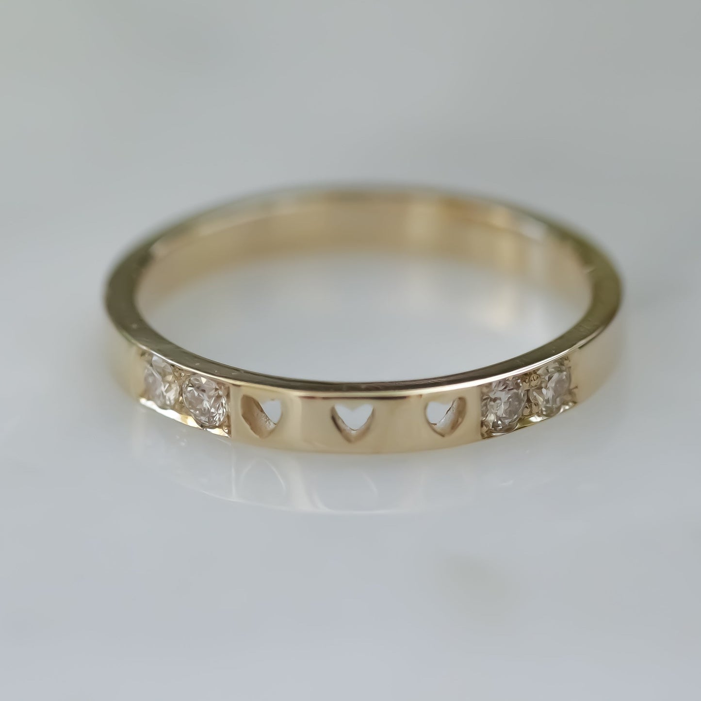Three hearts diamond ring 14k gold
