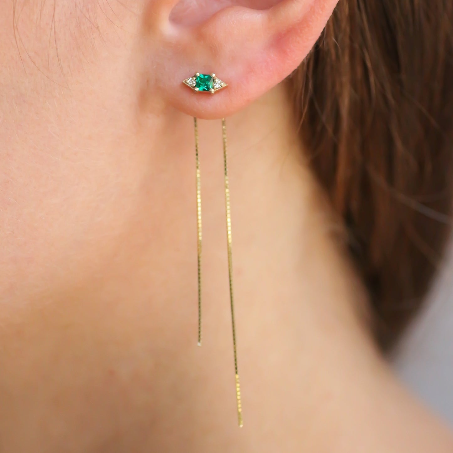Kai Emerald and Diamond earring 14k gold