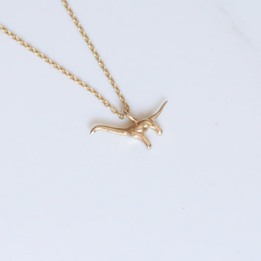 Brontosaurus necklace 14k gold
