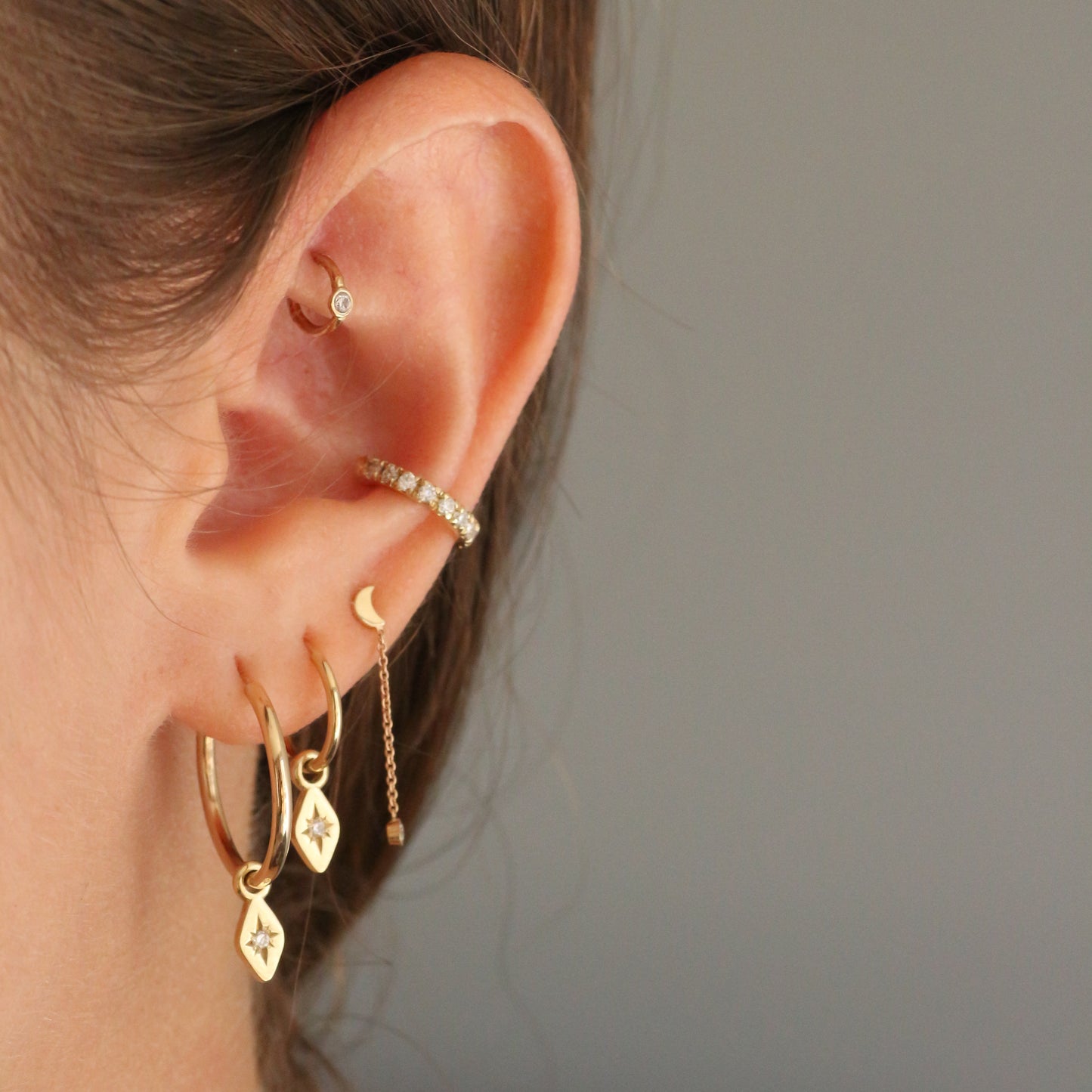 Marquise mini hoop 14k gold