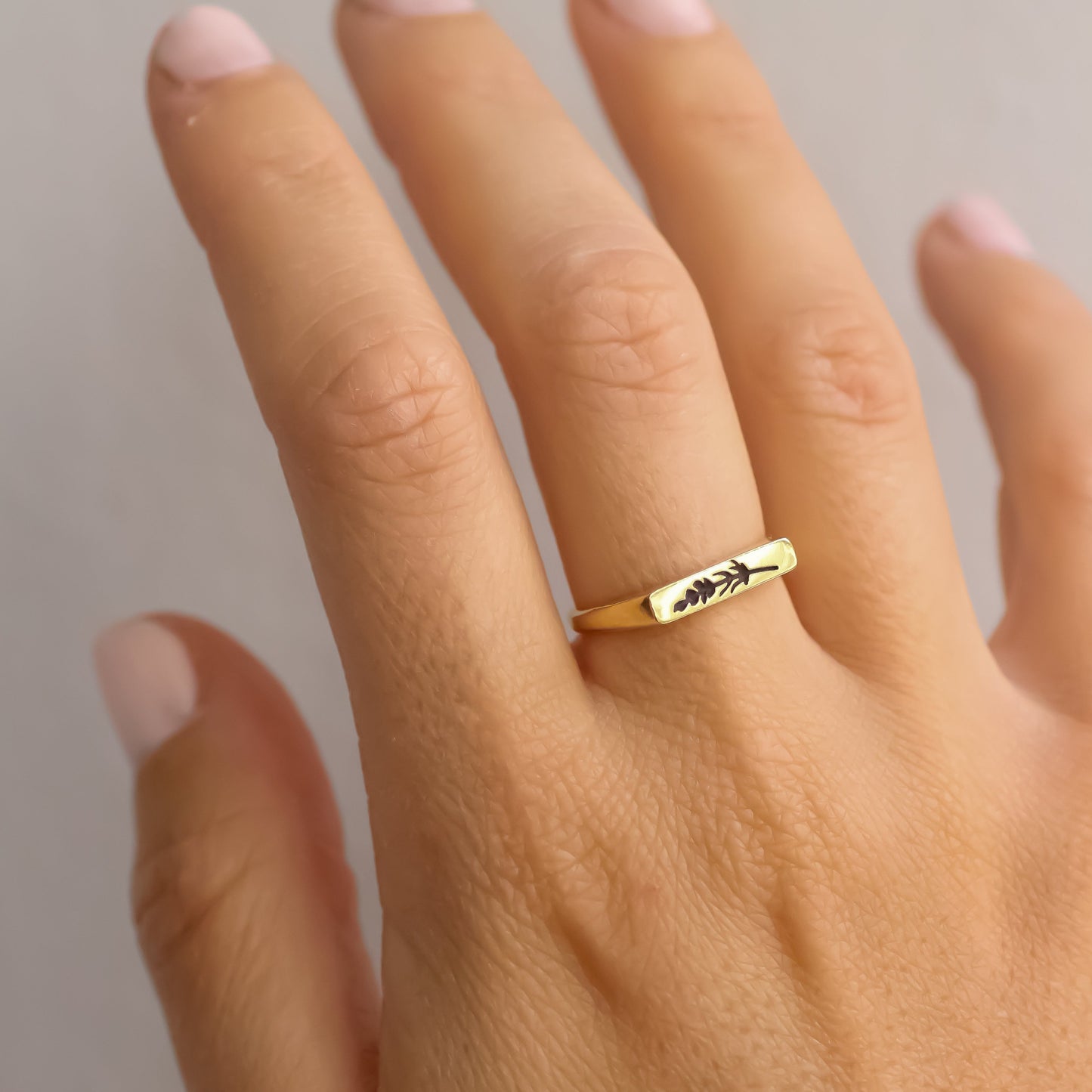 Lavender signet ring 14k gold