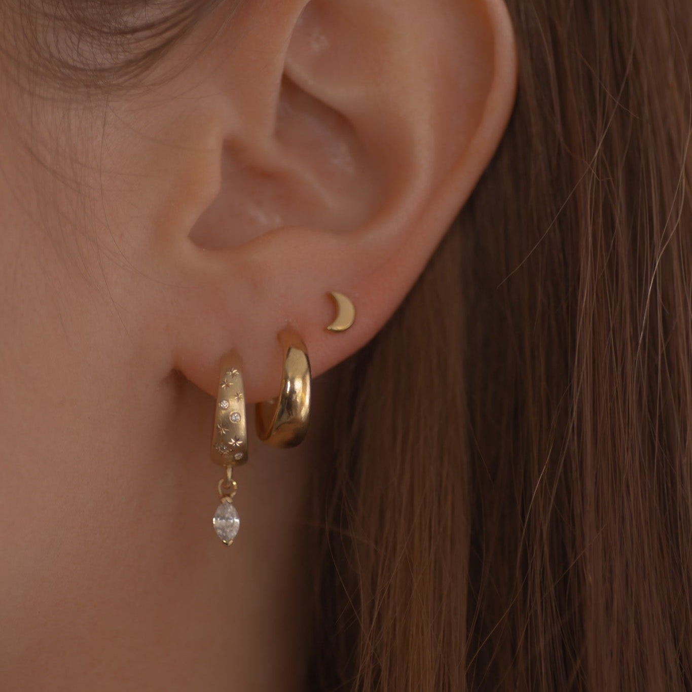 Galaxy & Marquise Diamond Hoop 14k gold