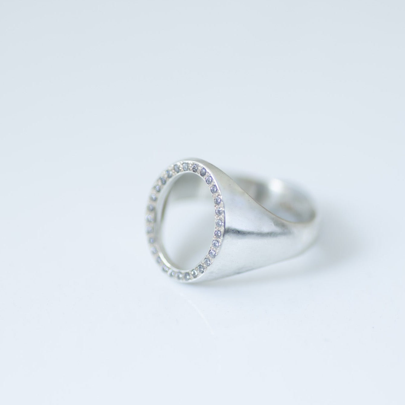 Oval Zircon Signet Ring silver Final Sale