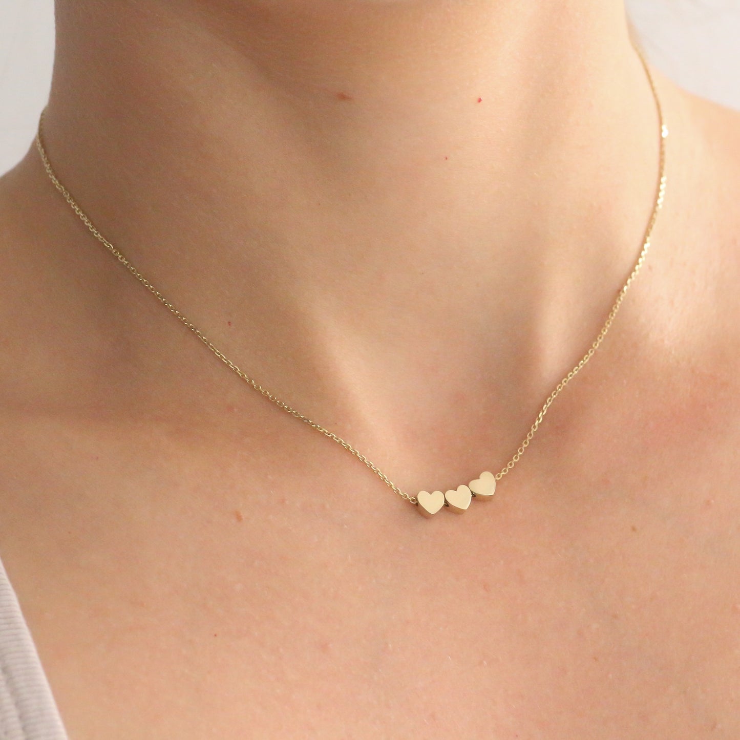 Custom Heart Bead Necklace 14k gold
