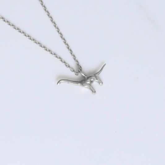 Dinosaur necklace silver