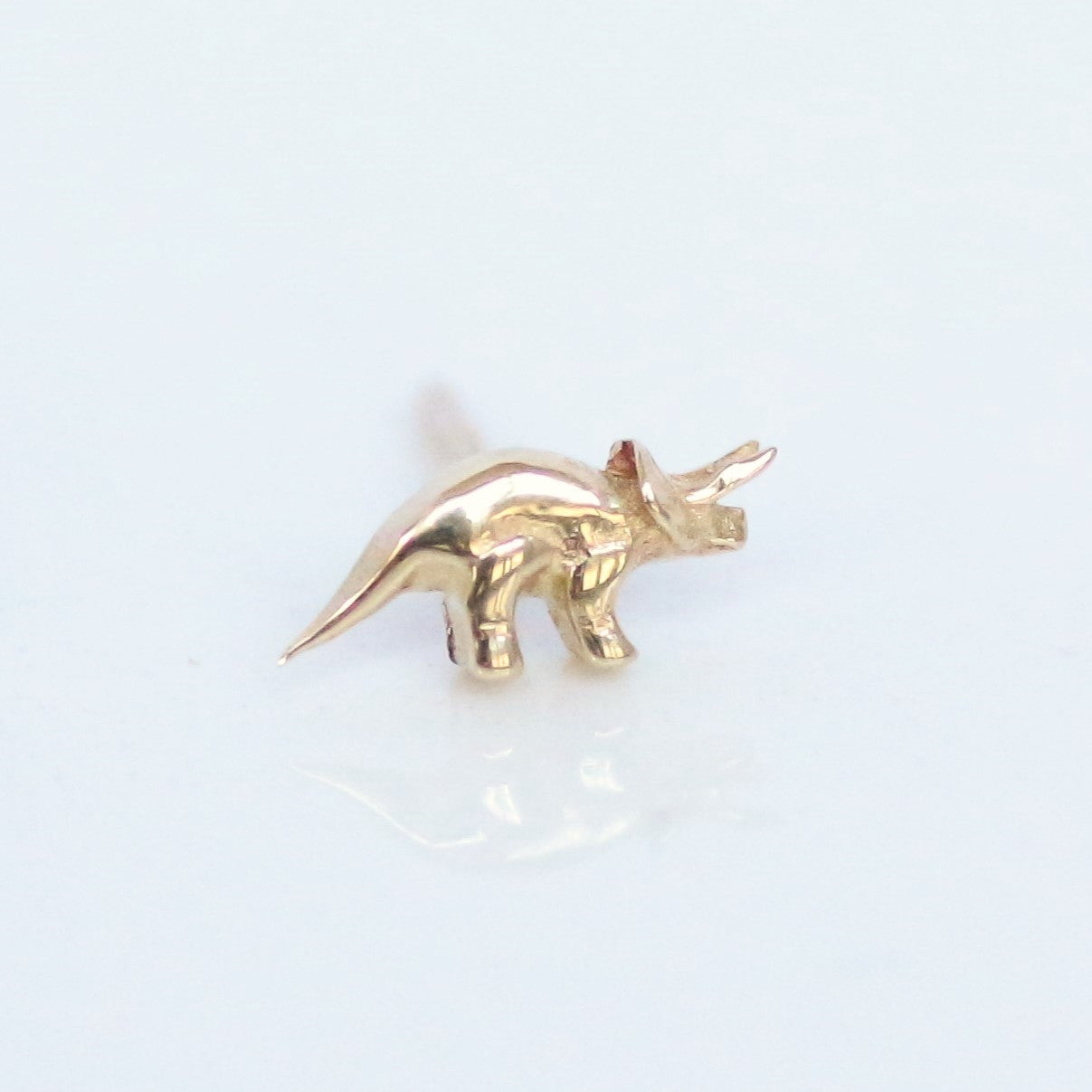 Triceratops stud 14k gold