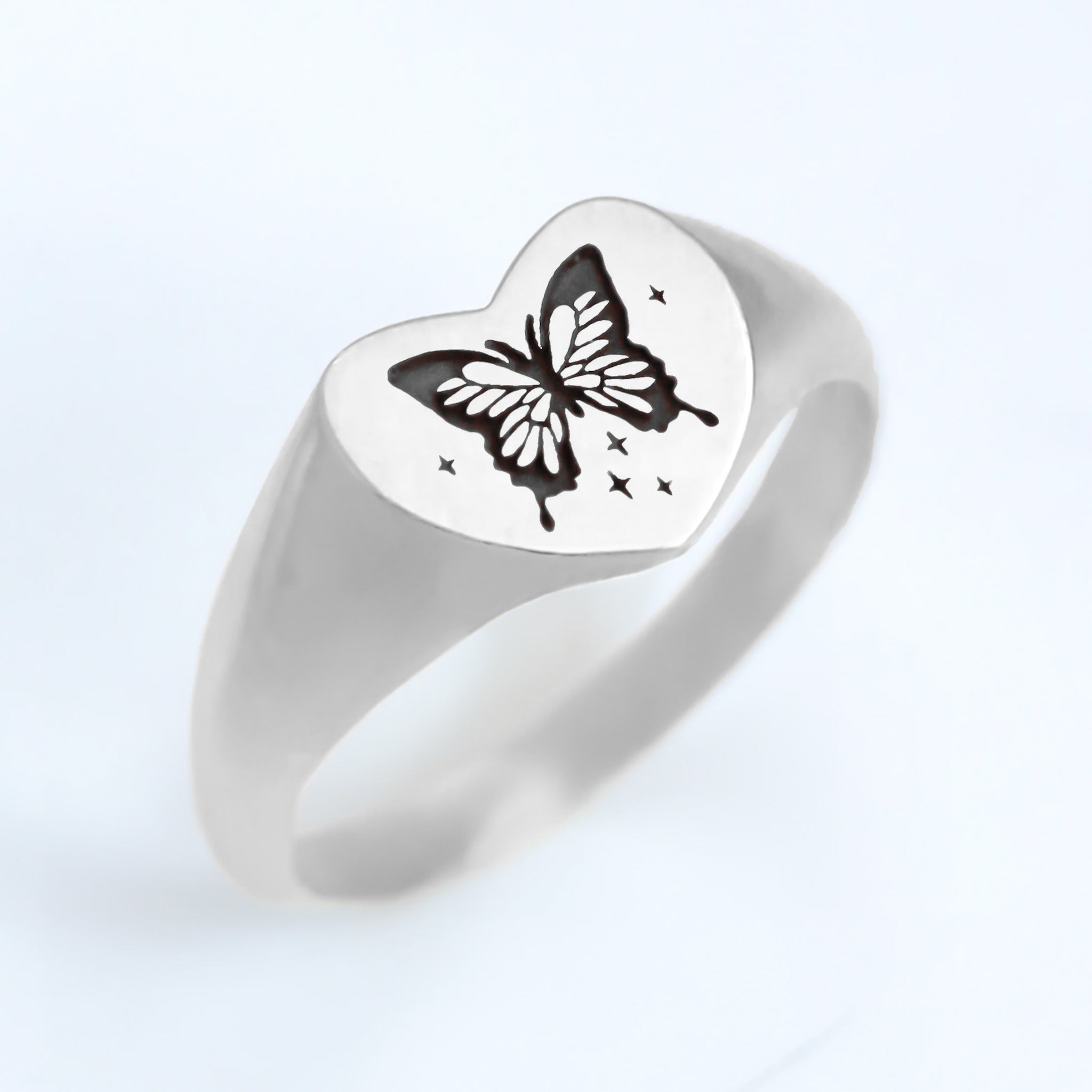 Butterfly Heart signet ring silver – Signet Collection IL