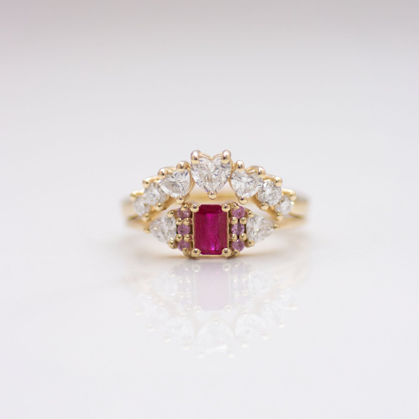 Heart Diamonds Milky Way ring 14k gold