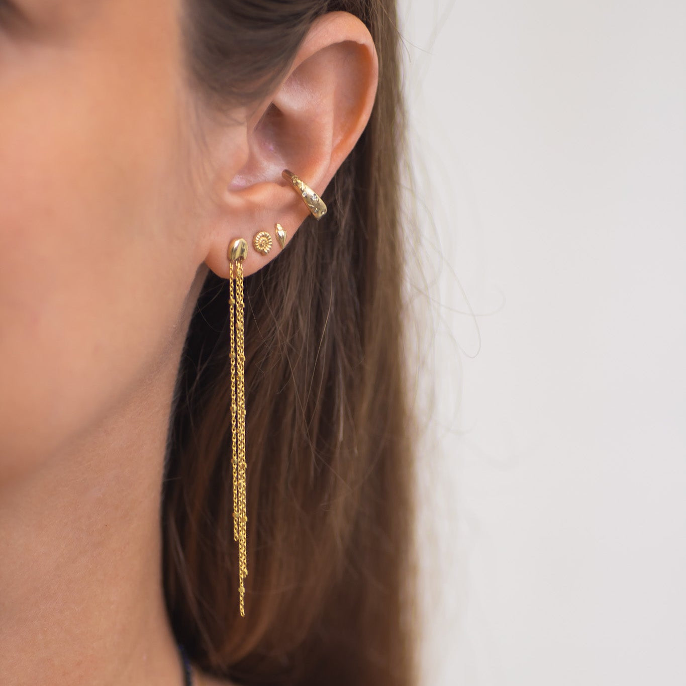 Jellyfish Chain Drop Earring in 14k gold
