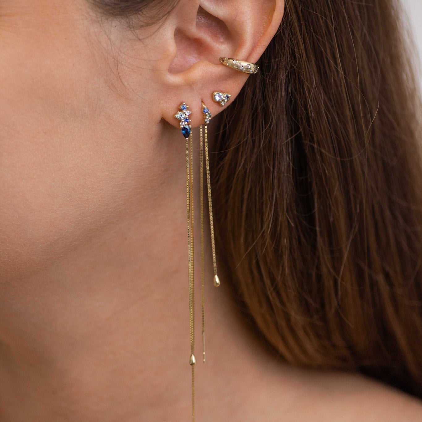Siren Sapphire & Diamond Drop Earrings in 14K Gold