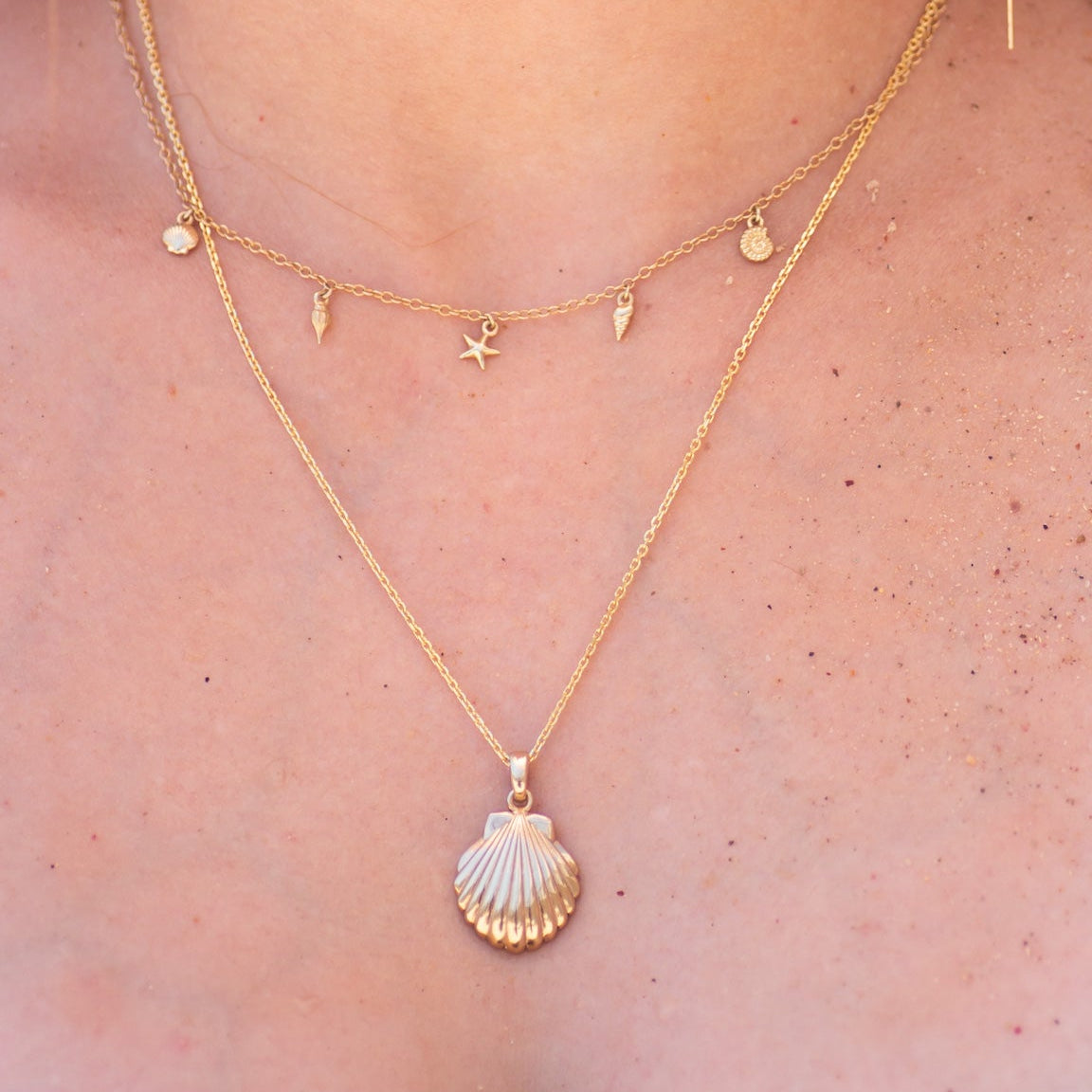 Scallop Seashell Pendant in 14K Gold