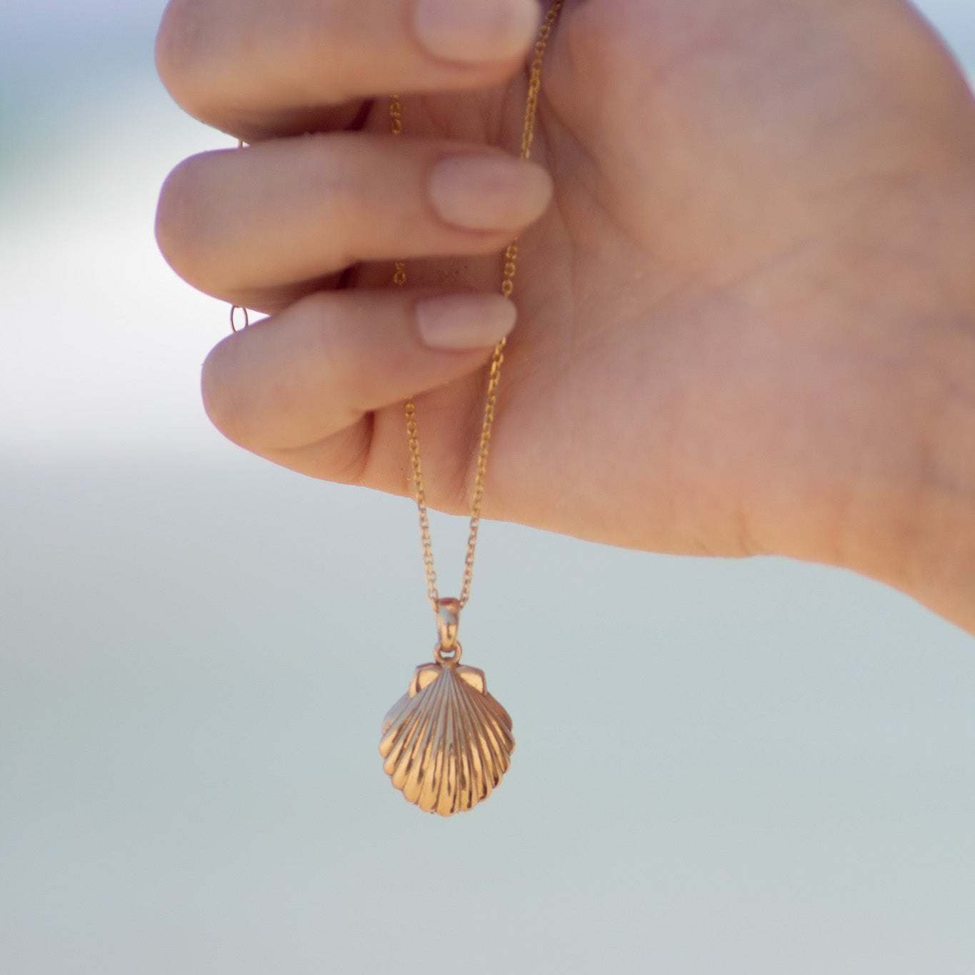 Scallop Seashell Pendant in 14K Gold