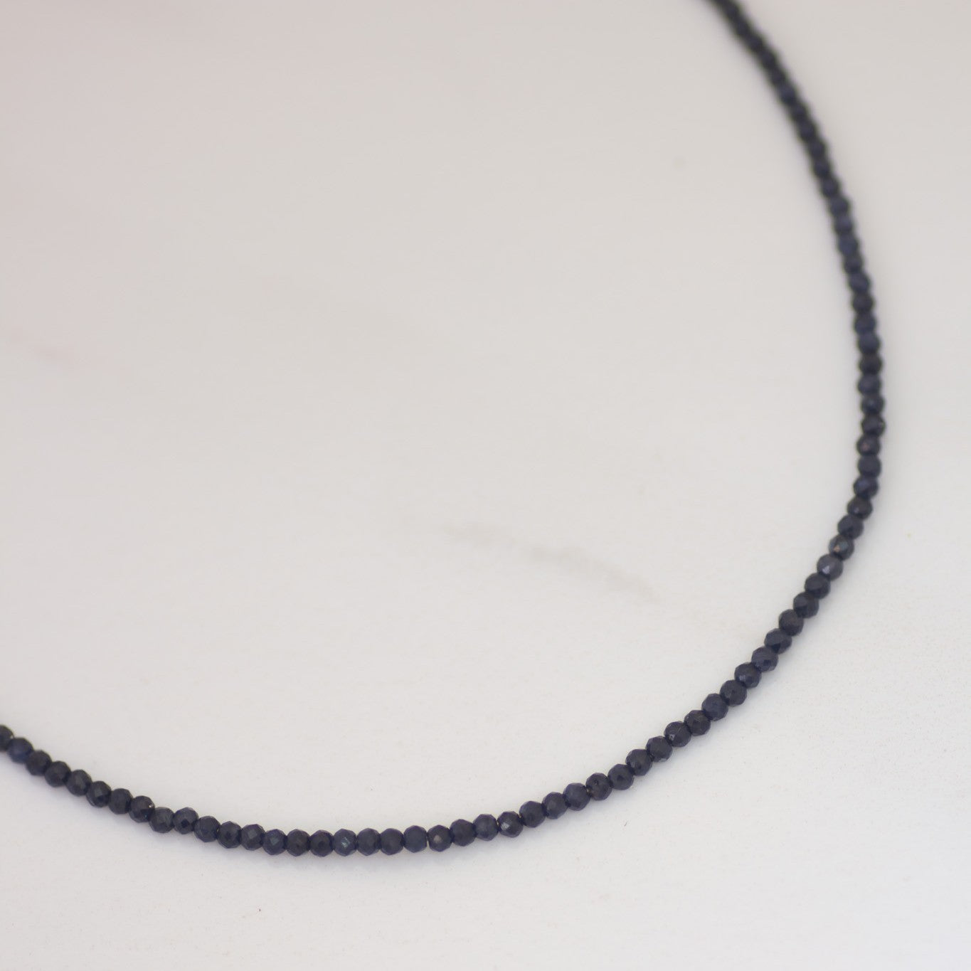 Navy Blue Sapphire Beaded Necklace in 14K Gold