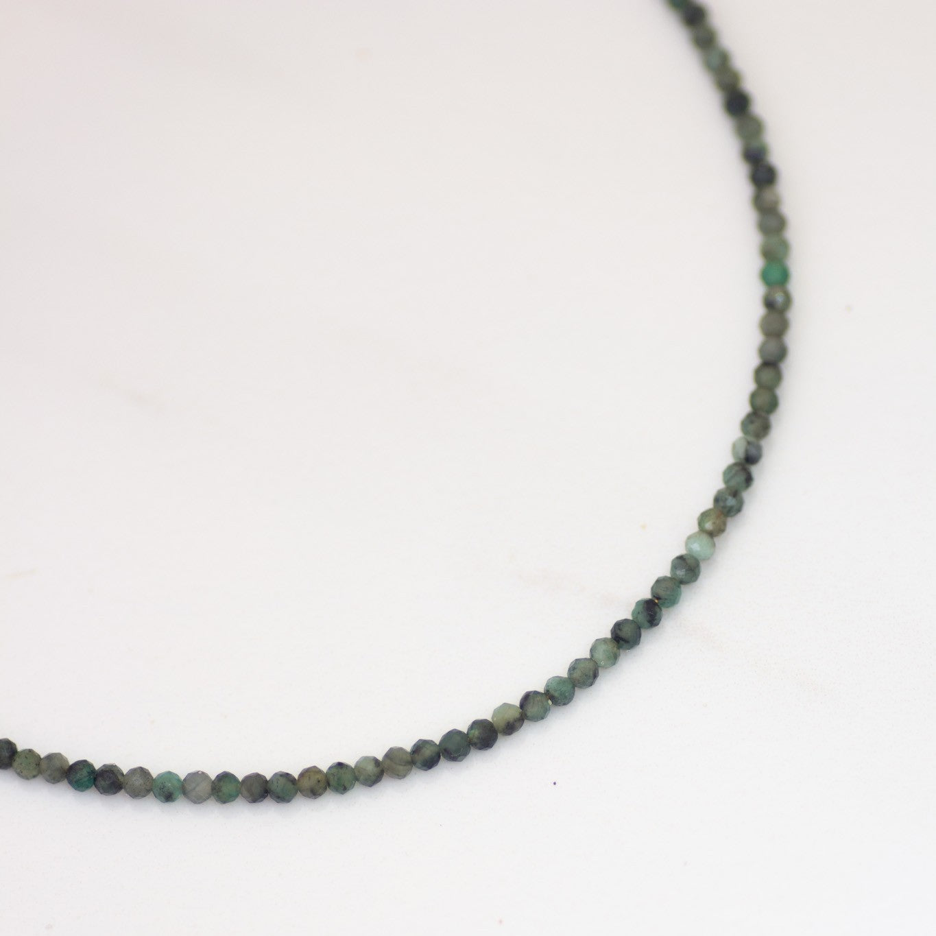 Mixed Emerald Beaded Necklace in 14K Gold