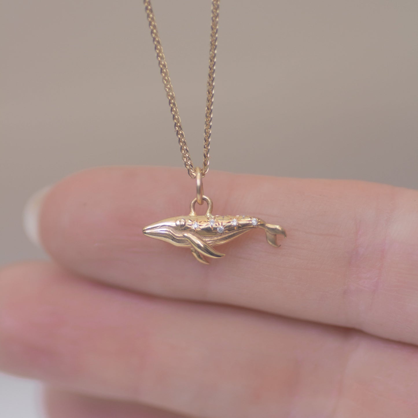 Mystic Blue Whale Charm in 14K Gold