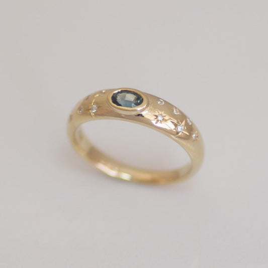 Midnight Ocean Bombay Ring in 14k Gold