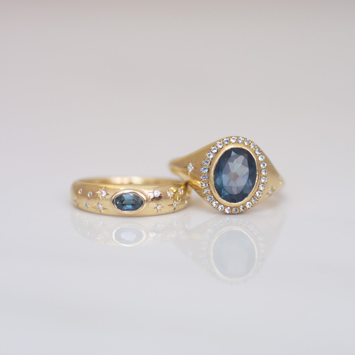Midnight Ocean Bombay Ring in 14k Gold