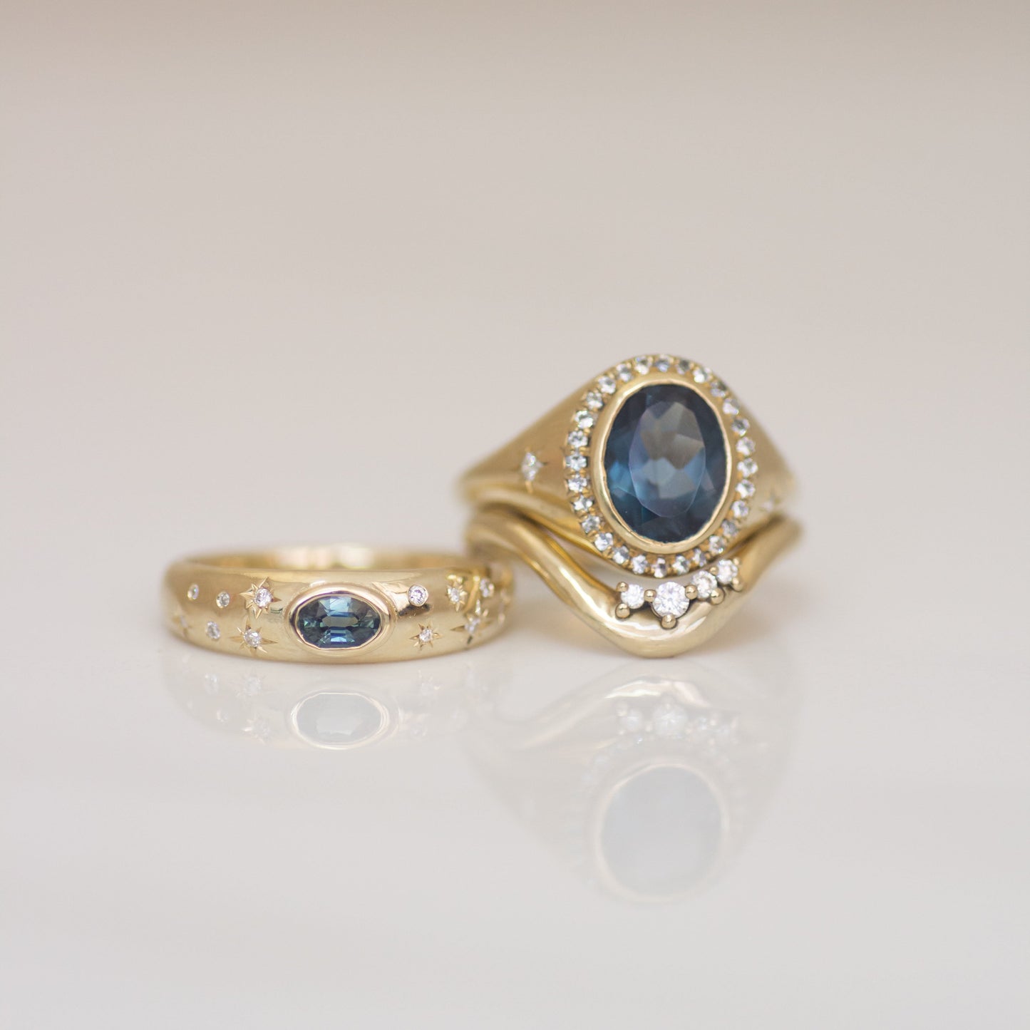 Sea Foam Diamond Ring in 14K Gold