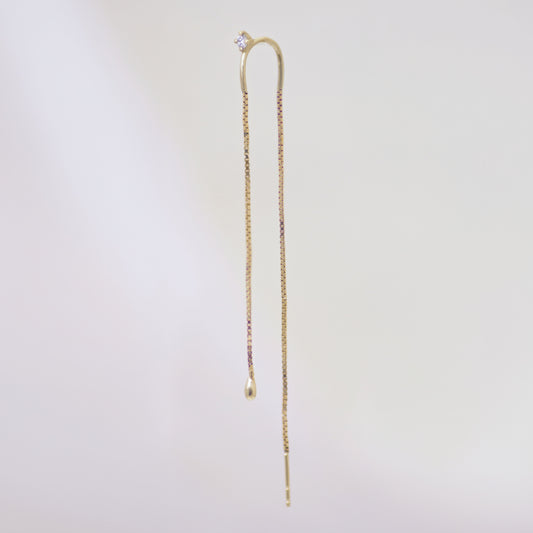 North Star Diamond Threader Earring in 14K Gold
