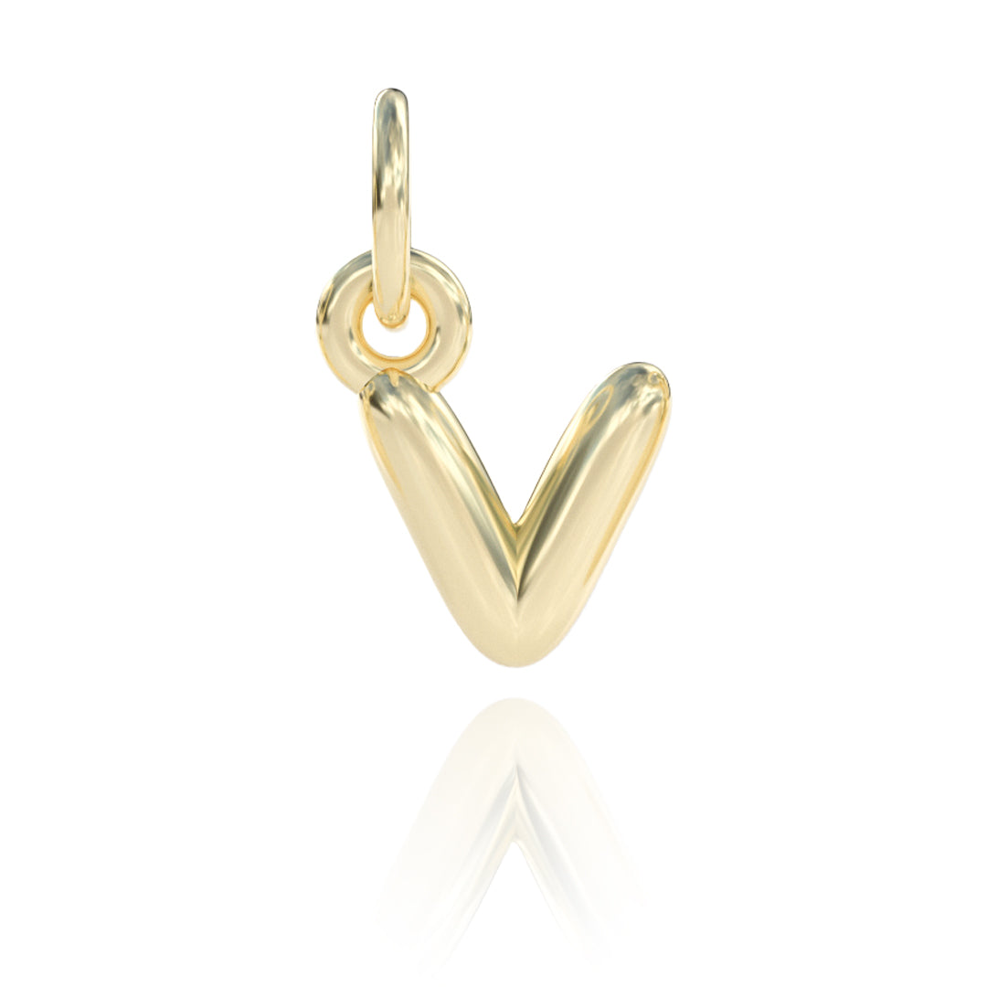Letter V Charm 14k gold – Signet Collection IL