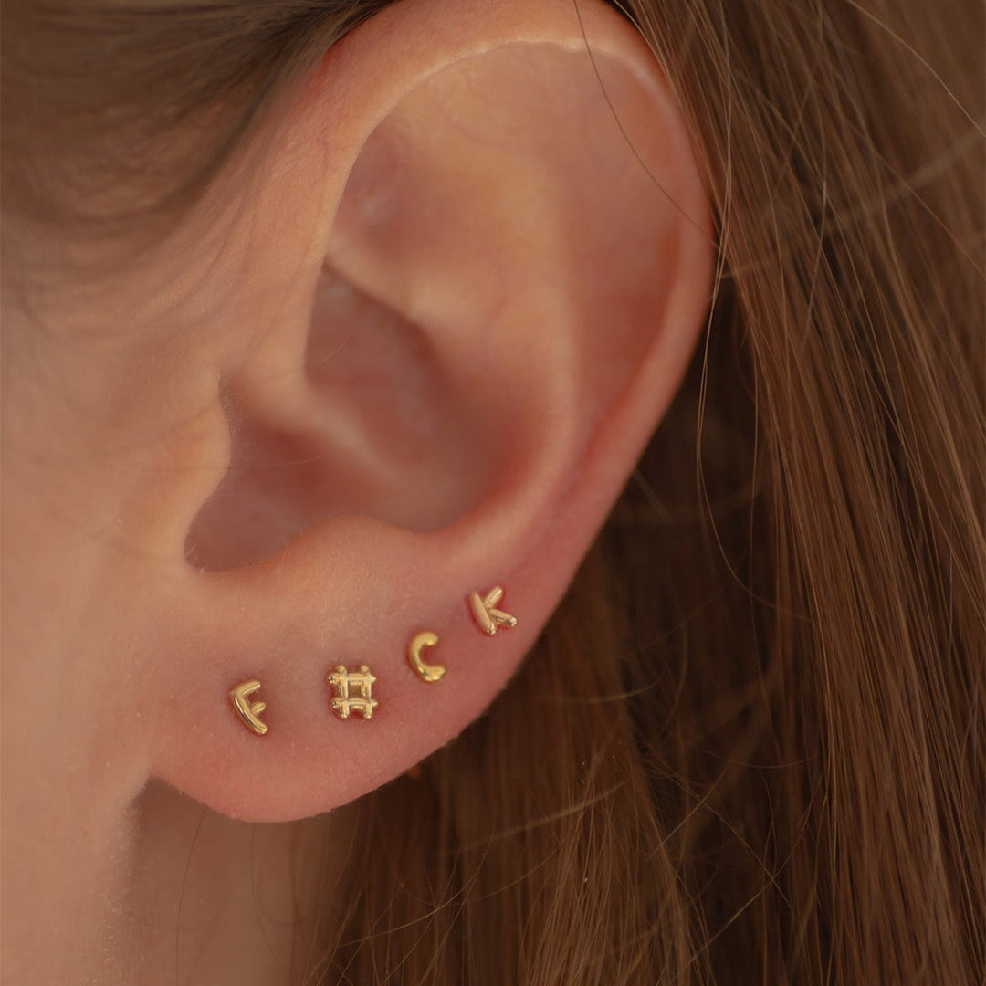 Letter Earring Stud 14k gold