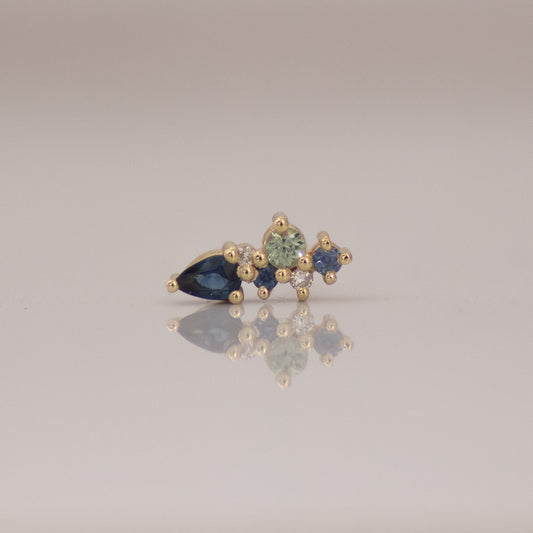 Siren Sapphire & Diamond Cluster Studs in 14K Gold