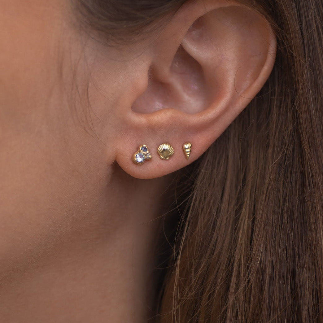 Ocean Cluster Stud Earring in 14K Gold