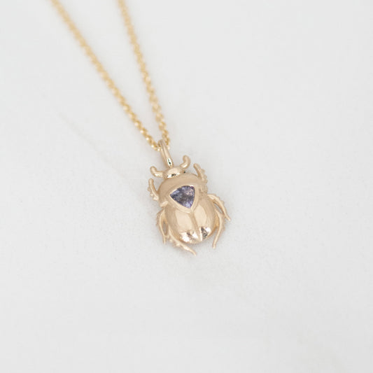 Purple Scarab Beetle 14k gold