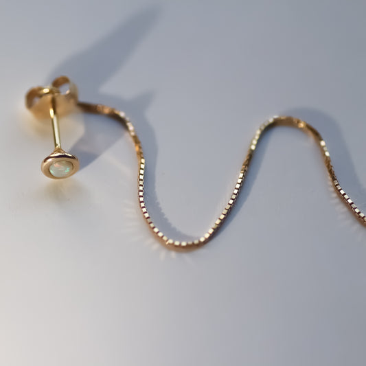 Opal chain stud 14k gold
